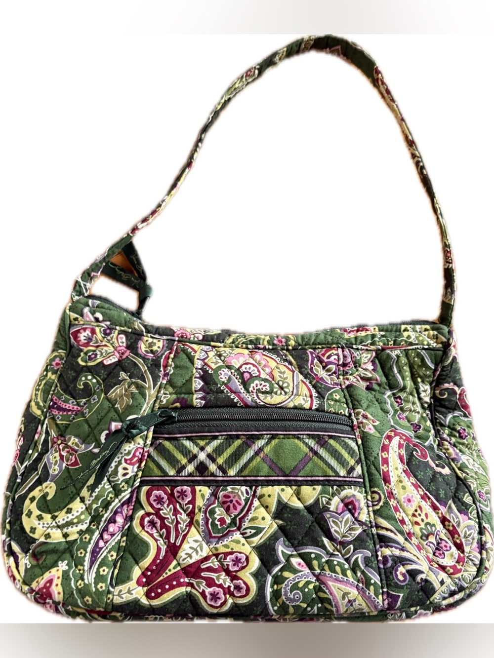 Vera Bradley Chelsea Green Quilted Paisley Shoulder Bag